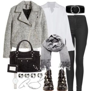 H&M | light blue & gray wool jacket